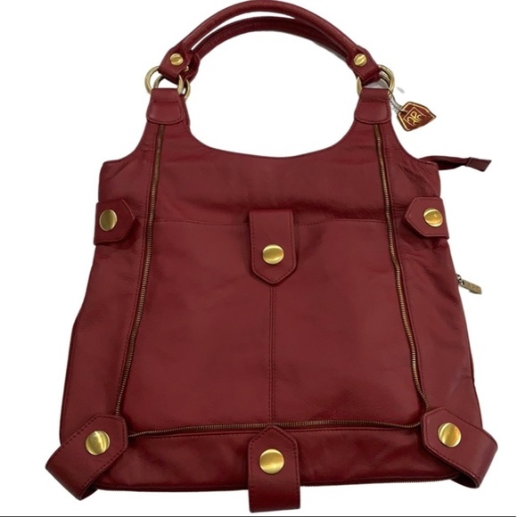 APC Expandable large red leather tote/satchel, minimalist, zippers - Picture 1 of 12